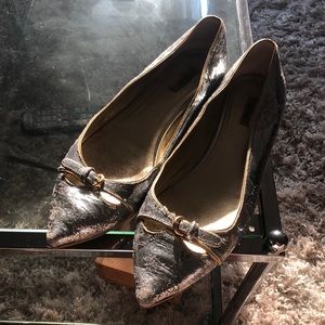 Miu Miu Pointed Metallic Silver Flats Sz 39